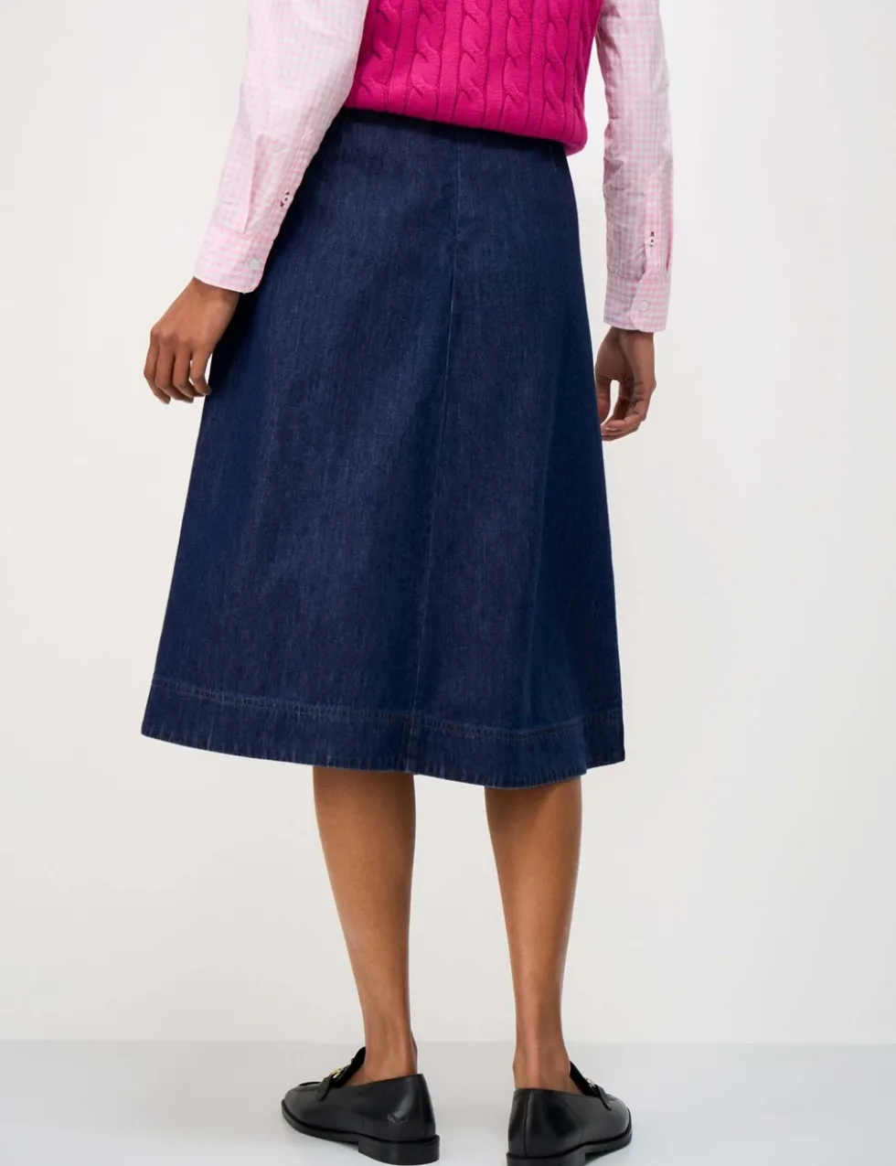 Denim Midi A-Line Skirt