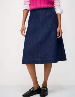 Denim Midi A-Line Skirt
