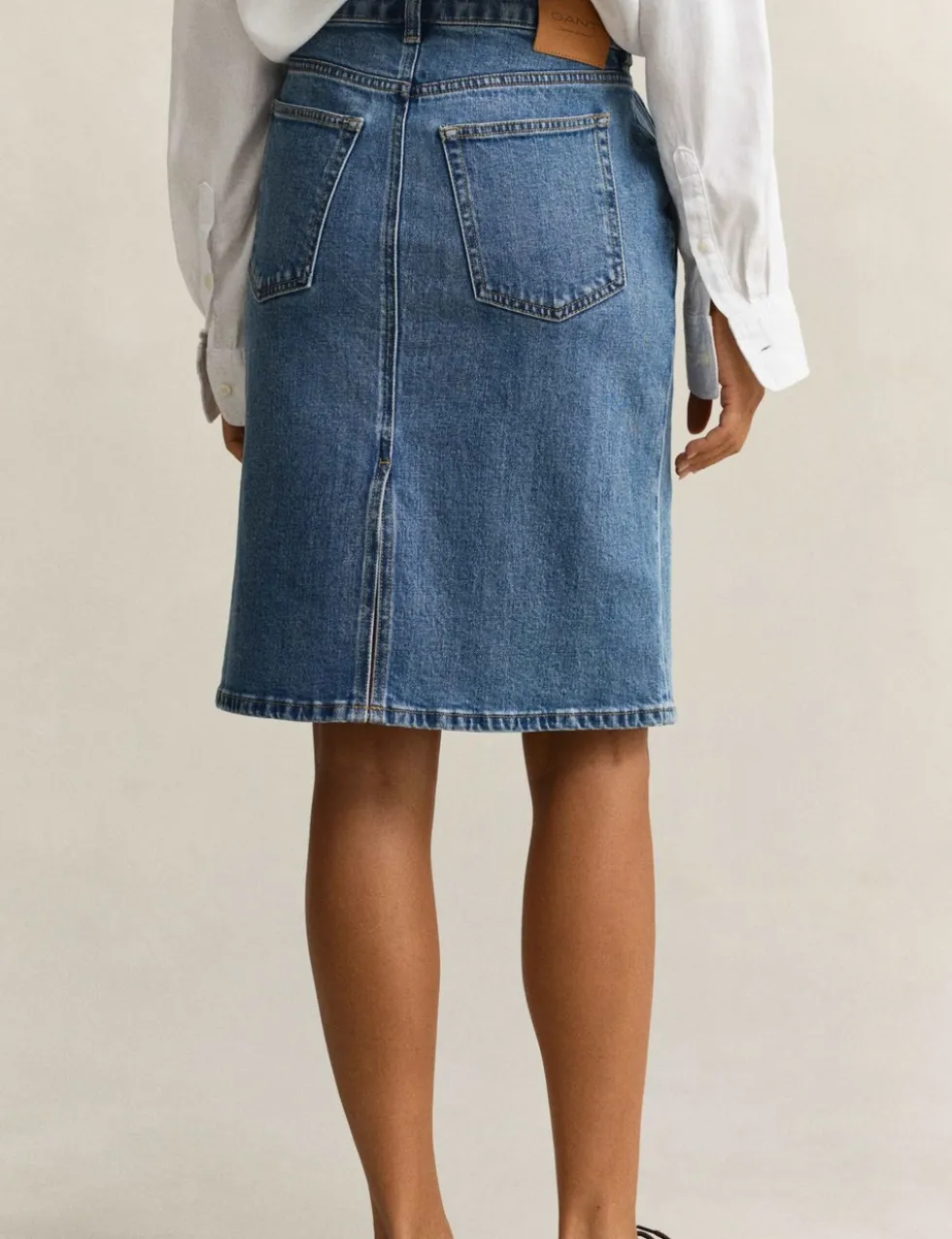 Denim Midi Pencil Skirt