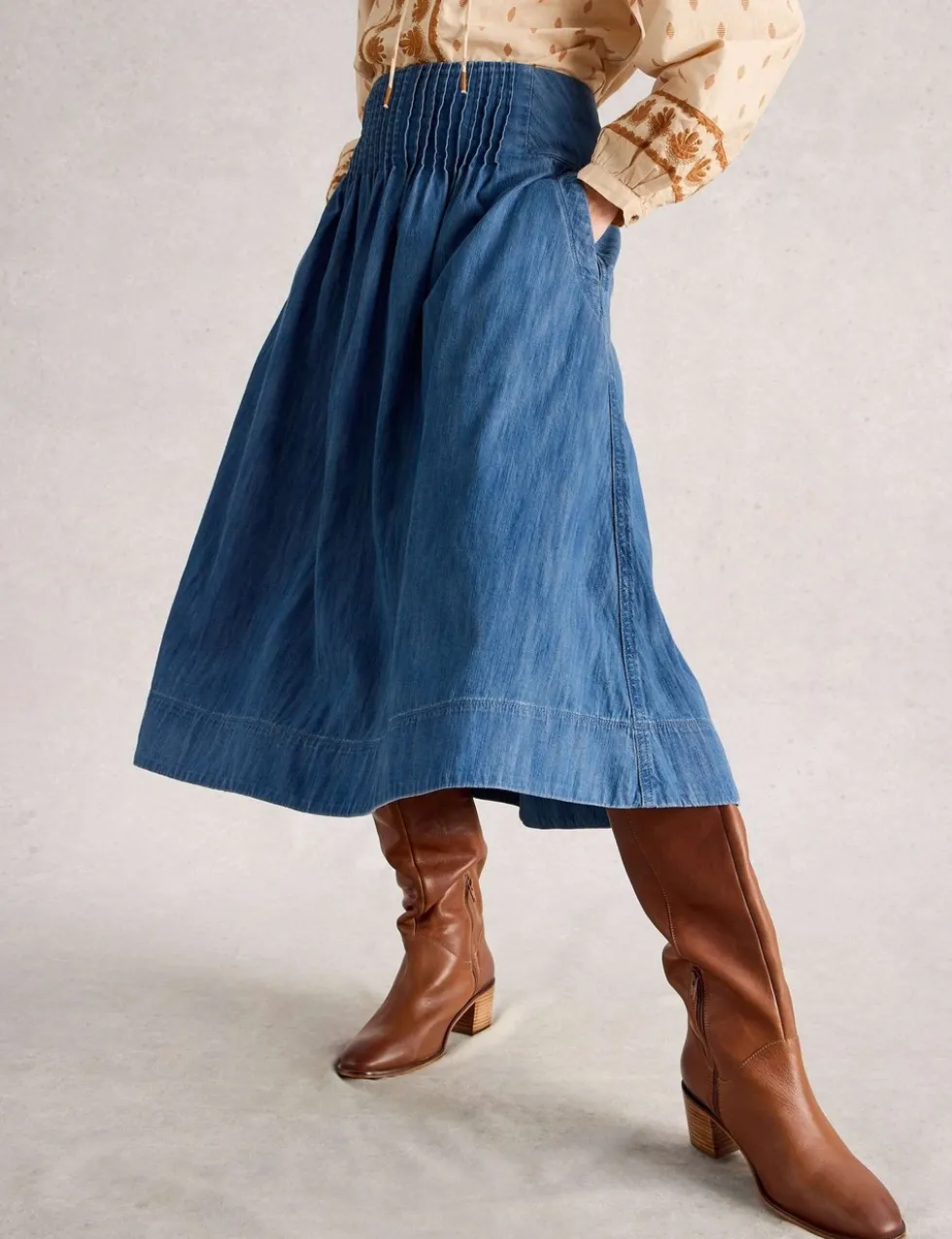 Denim Midi Skirt