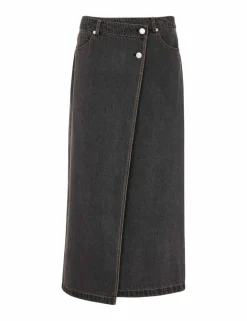 Denim Midi Wrap Skirt