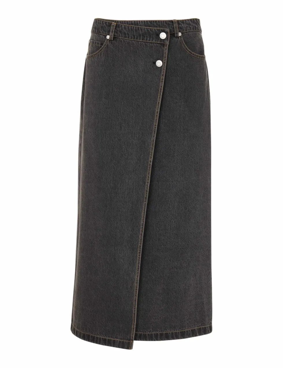 Denim Midi Wrap Skirt