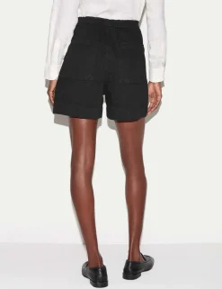 Denim Patch Pocket High Waisted Shorts