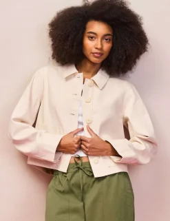 Denim Patch Pocket Lightweight Cropped Jacket