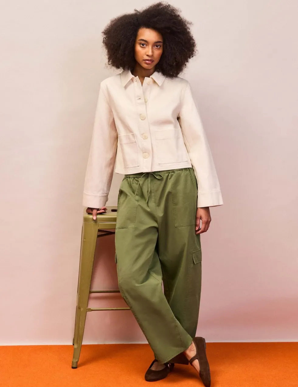 Denim Patch Pocket Lightweight Cropped Jacket