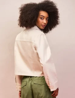Denim Patch Pocket Lightweight Cropped Jacket