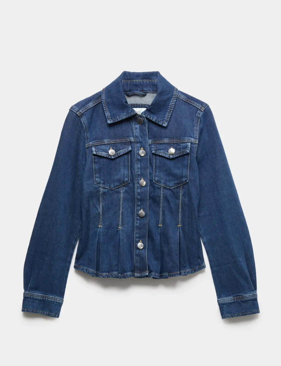 Denim Peplum Collared Jacket