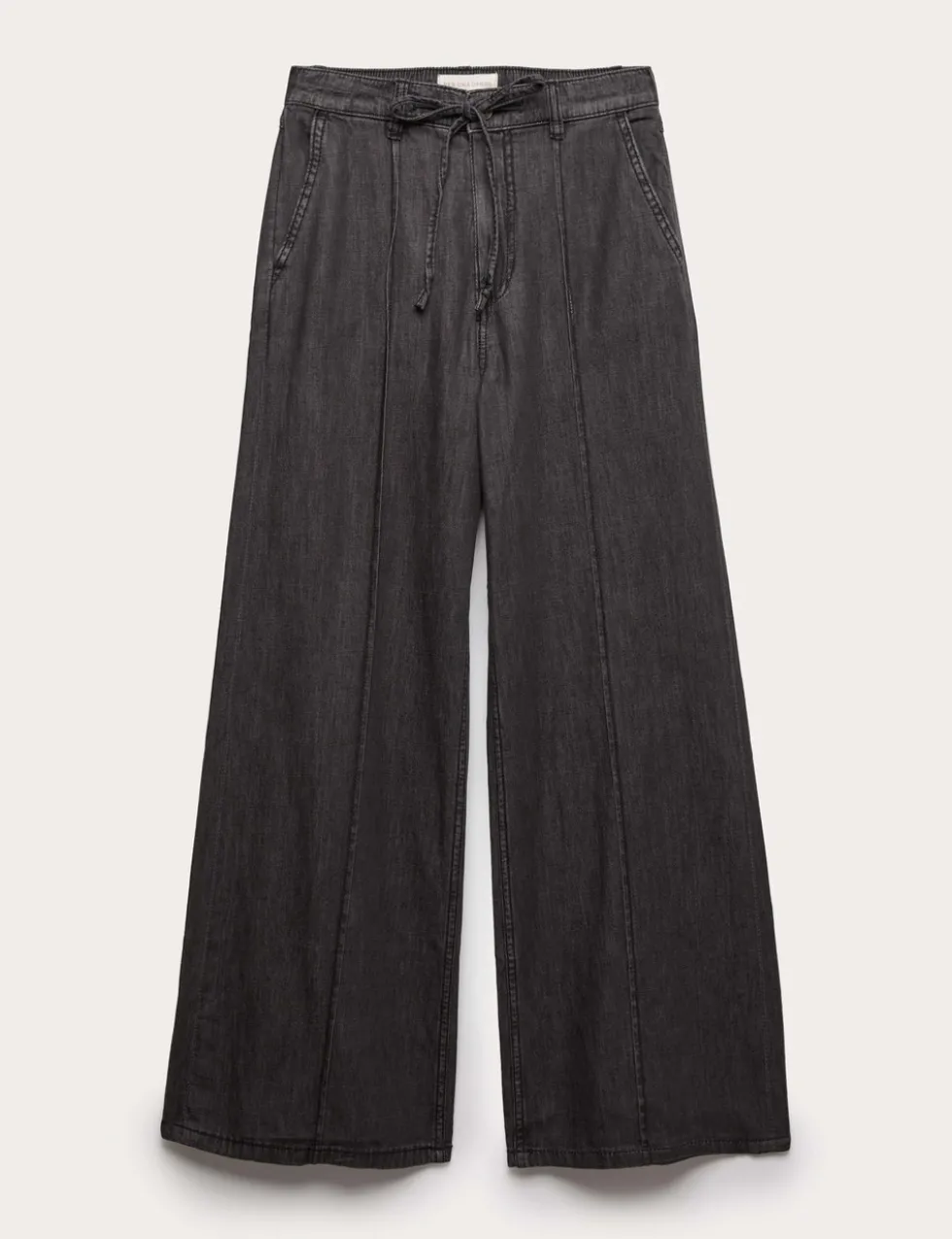 Denim Pintuck Wide Leg Jeans