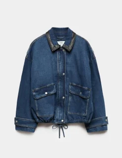 Denim Relaxed Bomber Jacket