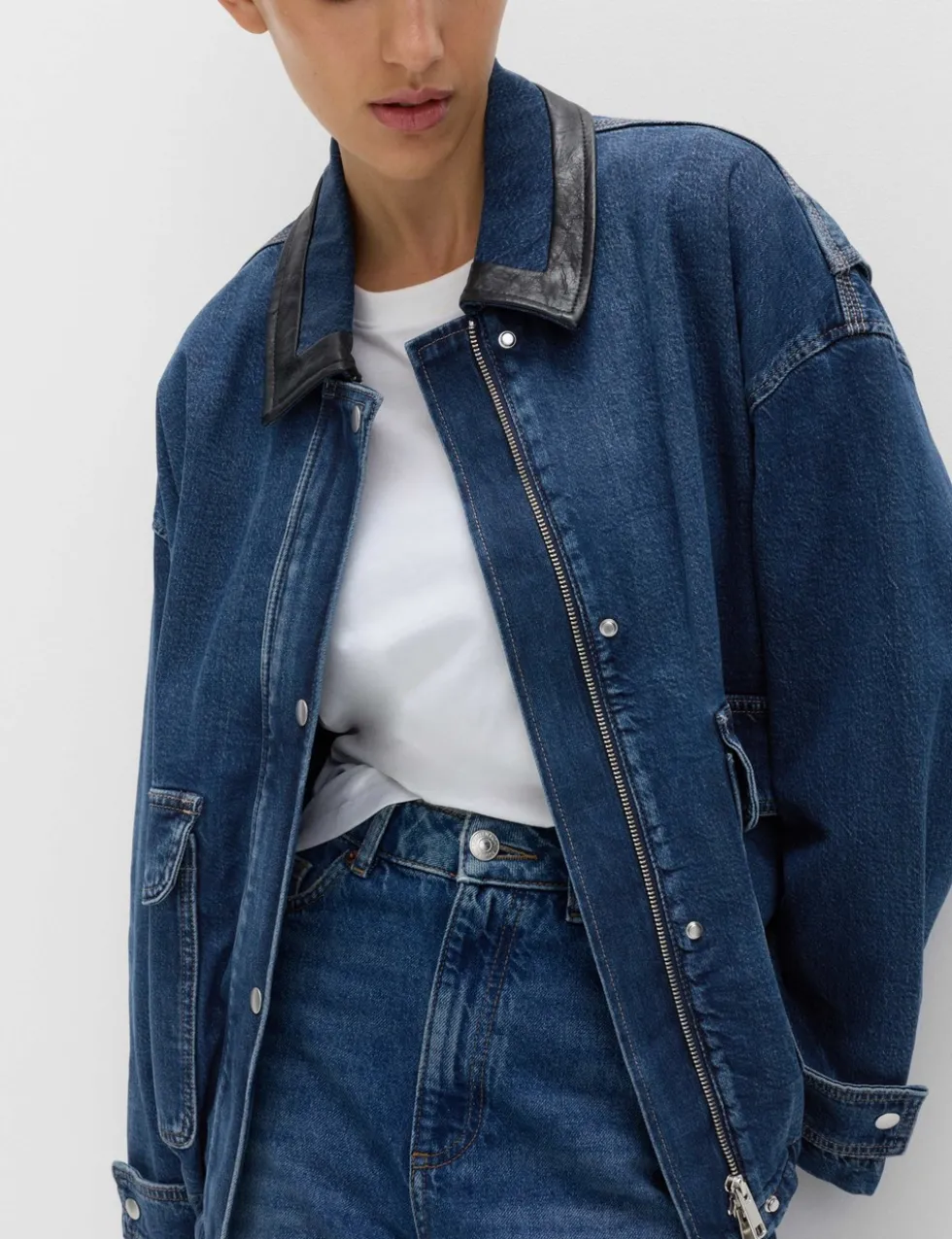 Denim Relaxed Bomber Jacket