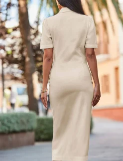 Denim Ruched Midi Shirt Dress
