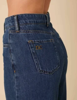 Denim Scalloped Cropped Palazzo Jeans
