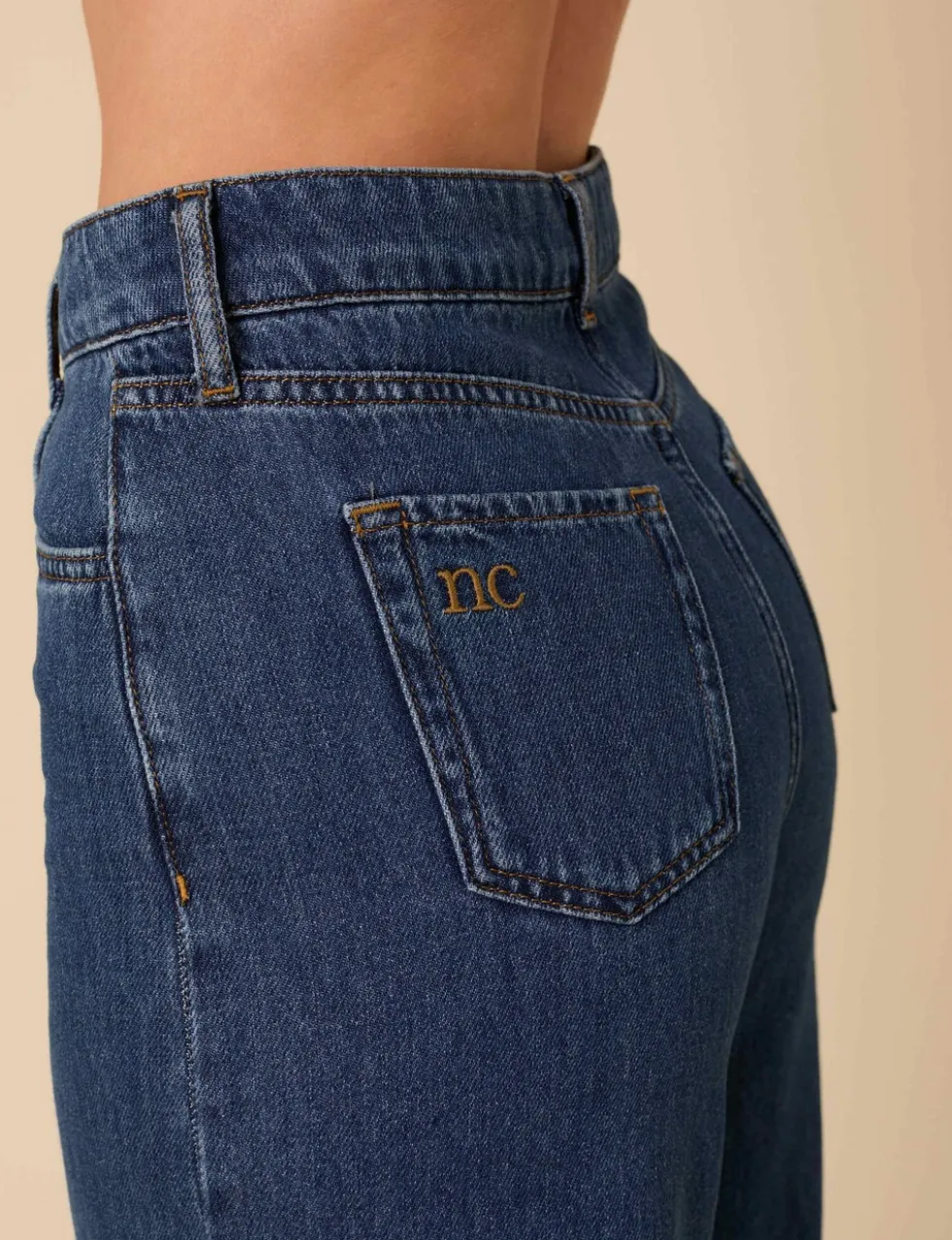 Denim Scalloped Cropped Palazzo Jeans