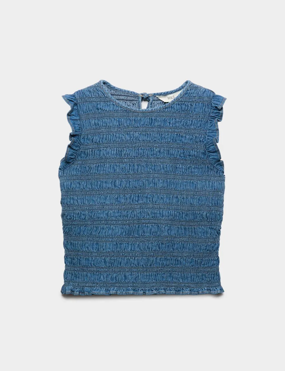Denim Shirred Tank Top