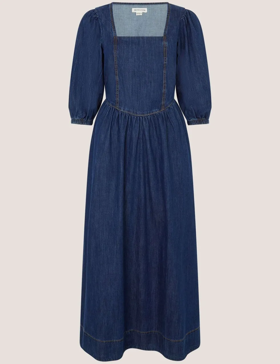 Denim Square Neck Midi Skater Dress