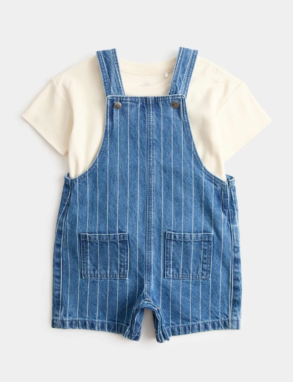 Denim Striped Bibshort with T-Shirt (0-3 Yrs)