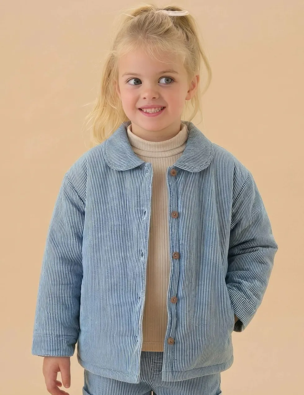 Denim Striped Quilted Jacket (3 Mths-6 Yrs)