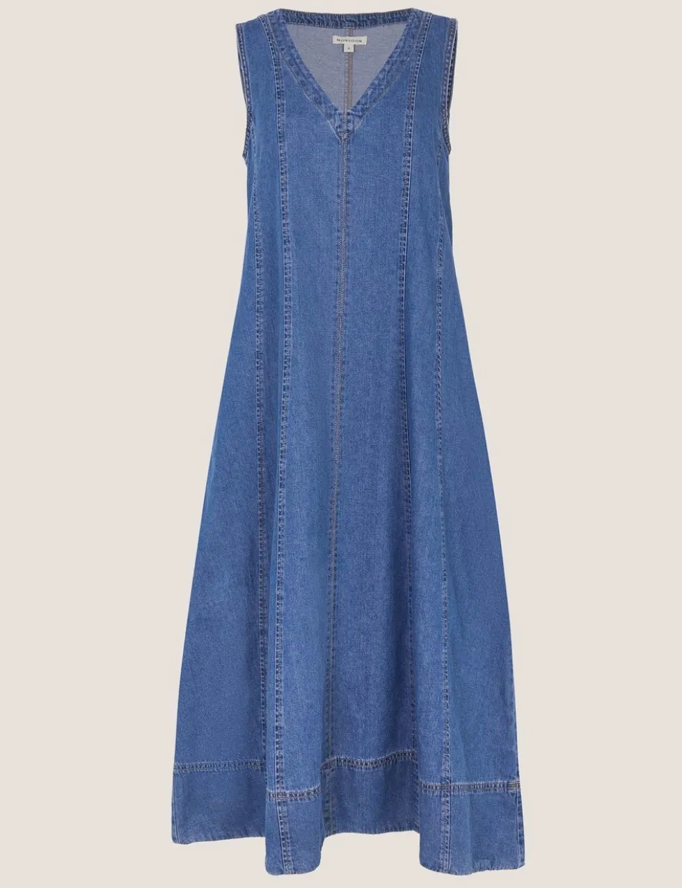 Denim V-Neck Midi Swing Dress