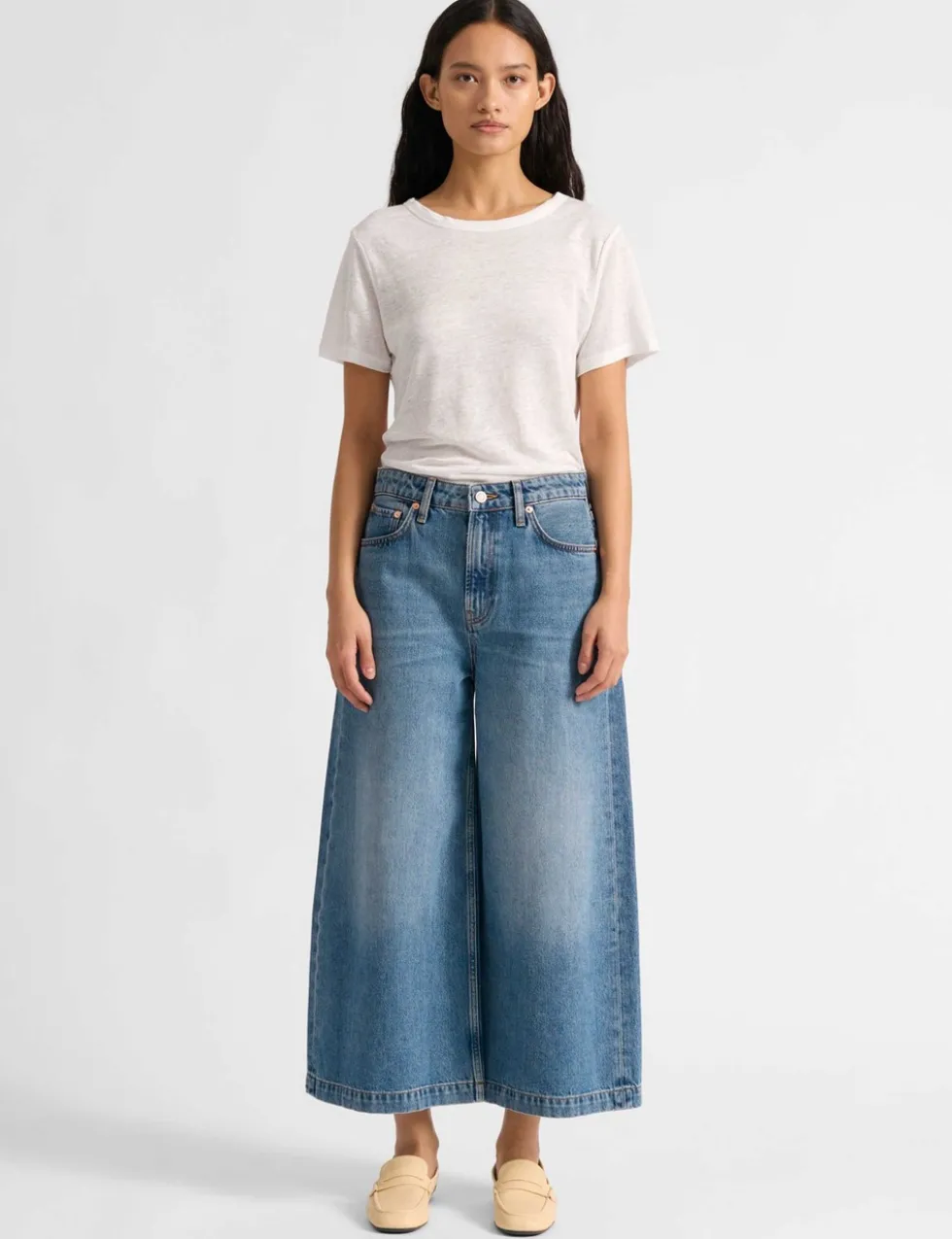 Denim Wide Leg Culottes