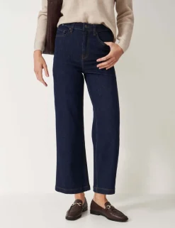 Denim Wide Leg High Waisted Cropped Jeans