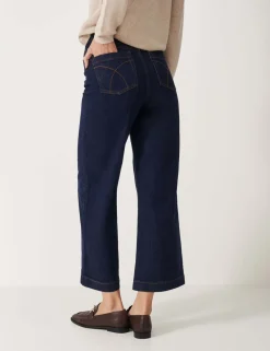 Denim Wide Leg High Waisted Cropped Jeans