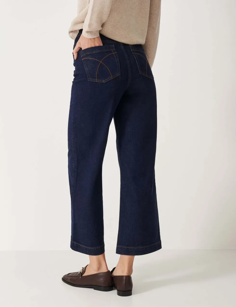 Denim Wide Leg High Waisted Cropped Jeans