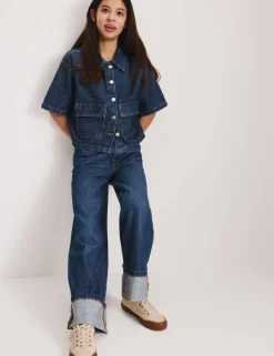 Denim Wide Leg Turn Up Jeans (6-16 Yrs)