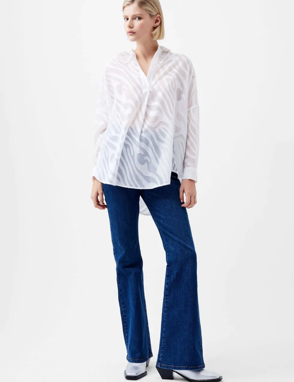 Devoré Zebra Popover Blouse