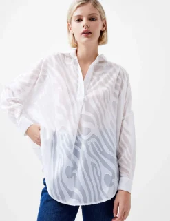 Devoré Zebra Popover Blouse