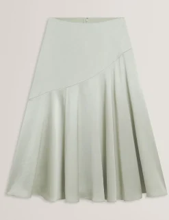 Diagonal Seam Midi Slip Skirt