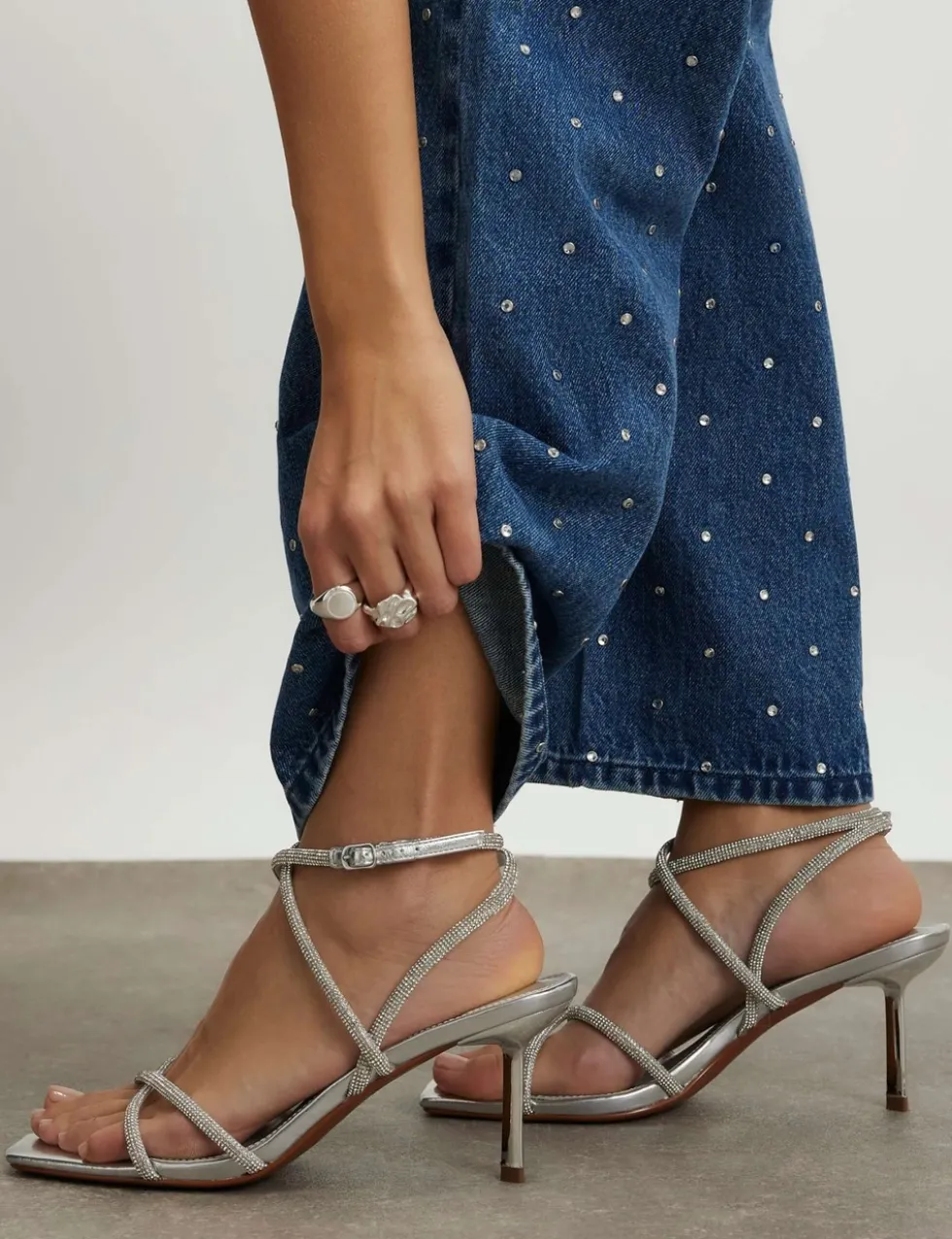 Diamanté Strappy Stiletto Heel Sandals