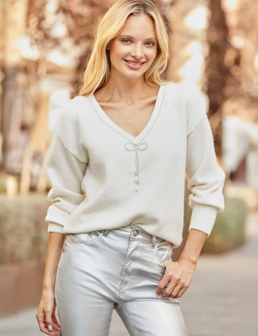 Diamante Bow Back Jumper