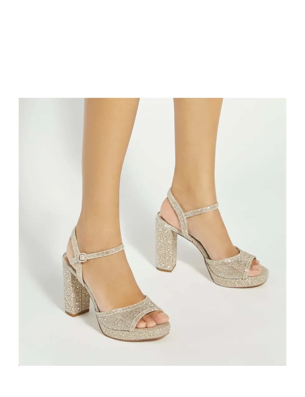 Diamante Platform Almond Toe Sandals
