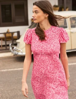 Ditsy Floral Puff Sleeve Midi Tea Dress