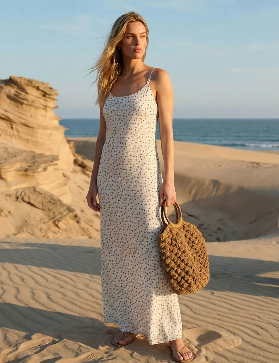 Ditsy Floral Scoop Neck Maxi Cami Slip Dress