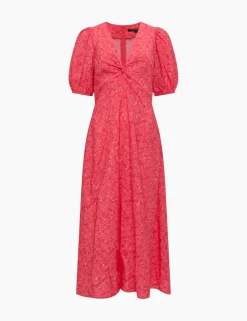 Ditsy Floral V-Neck Midi Tea Dress