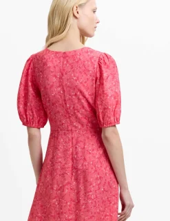 Ditsy Floral V-Neck Midi Tea Dress