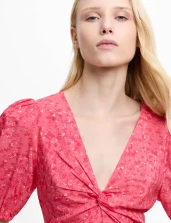 Ditsy Floral V-Neck Midi Tea Dress