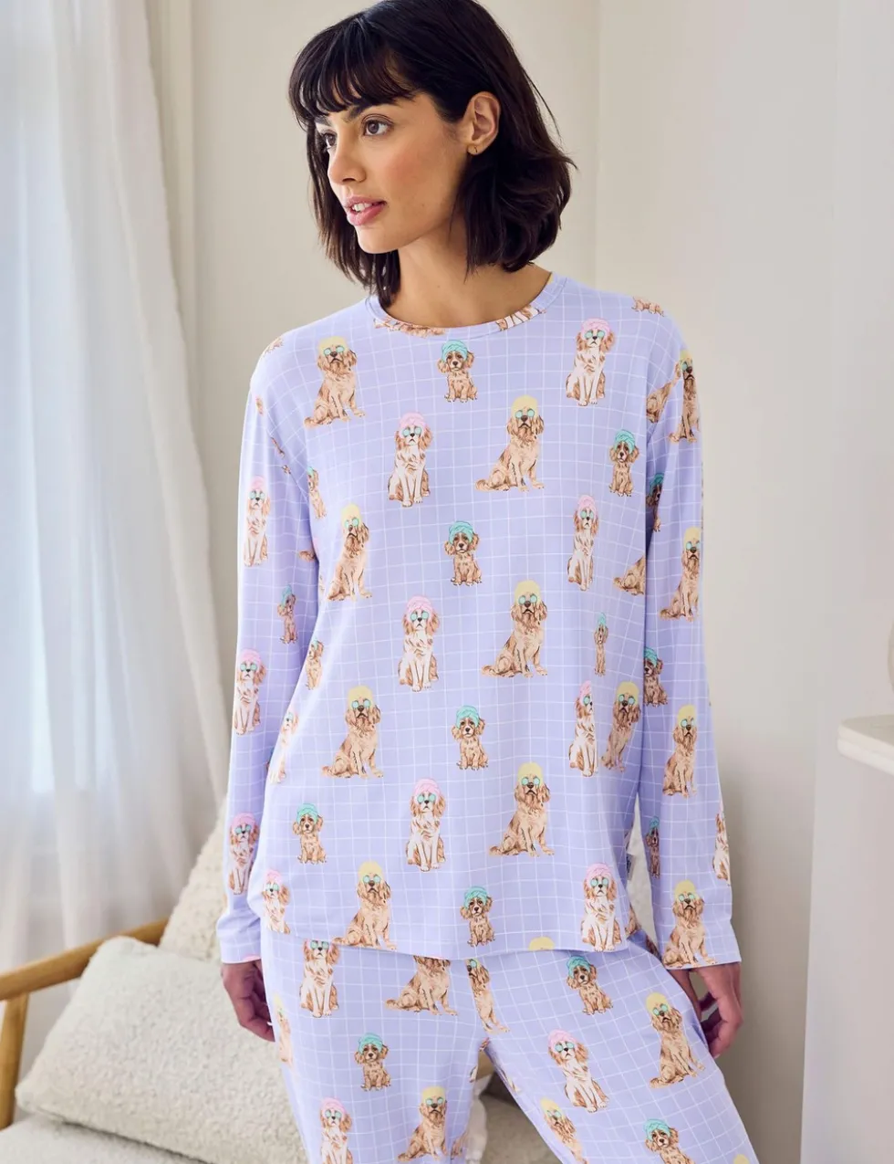 Dog Print Crew Neck Pyjama Set