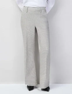 Dogtooth Wide Leg Flared Trousers