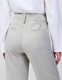 Dogtooth Wide Leg Flared Trousers
