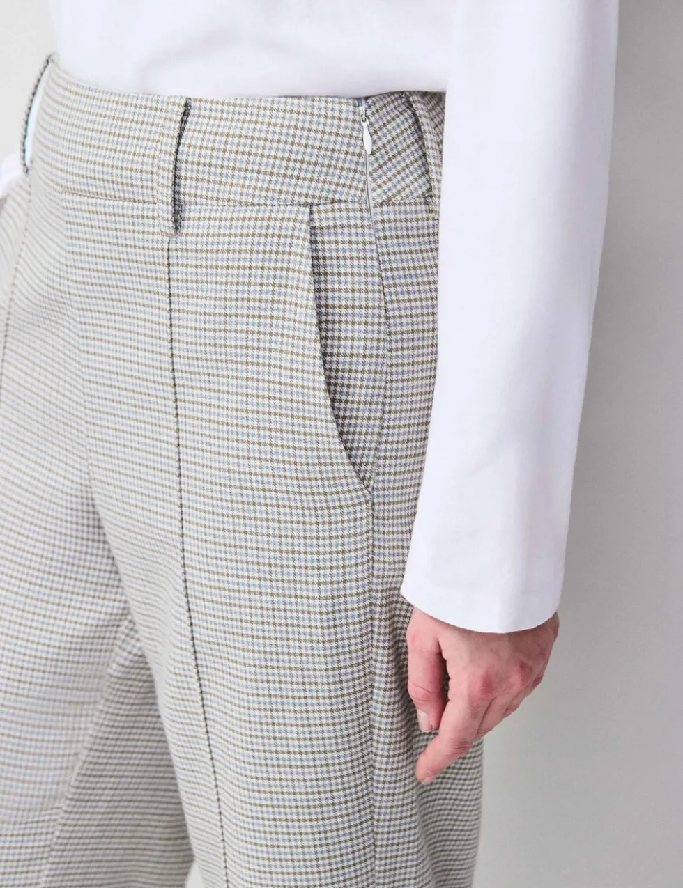 Dogtooth Wide Leg Flared Trousers