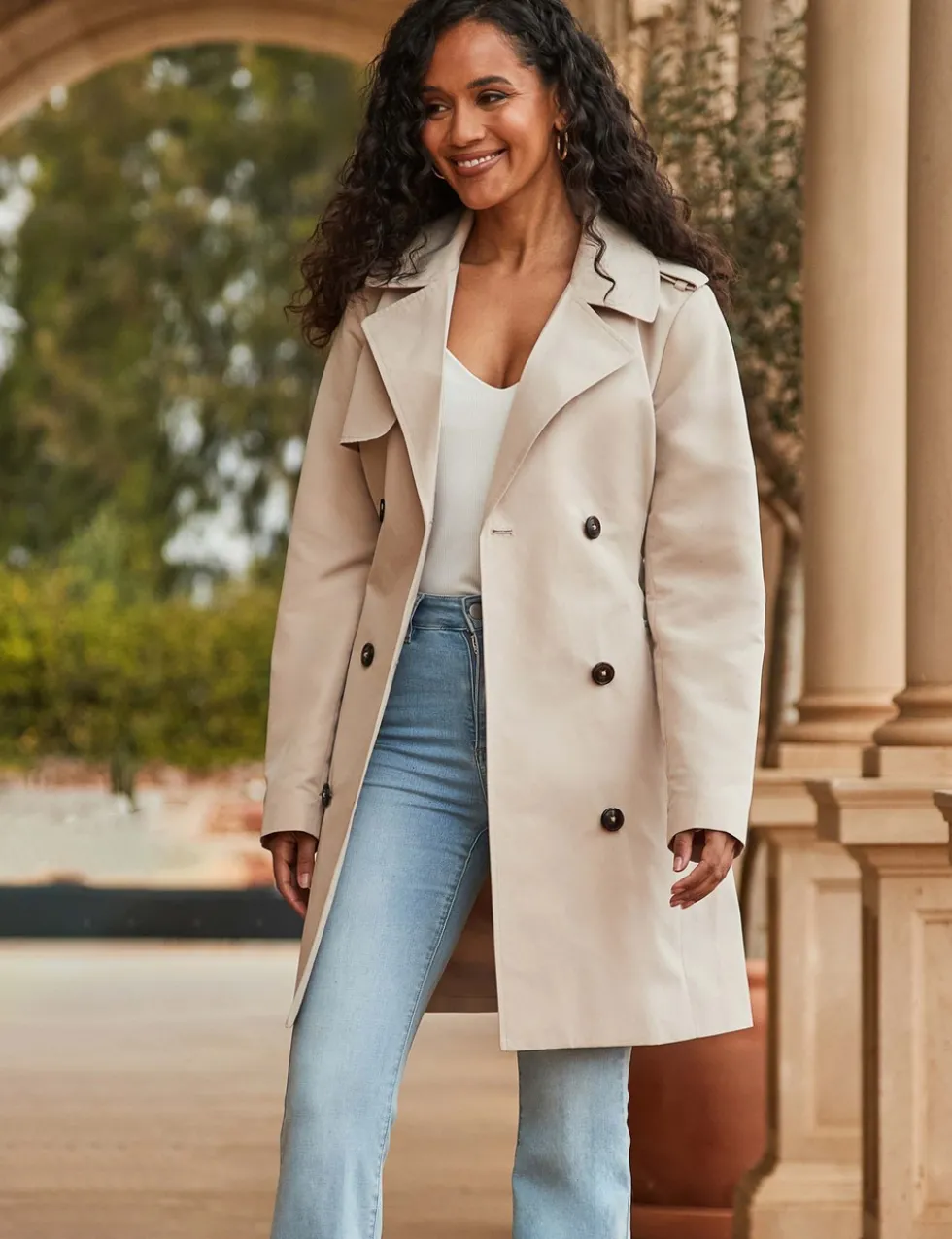 Double Breasted Longline Trench Coat