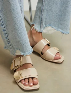Double Buckle Flat Sandals