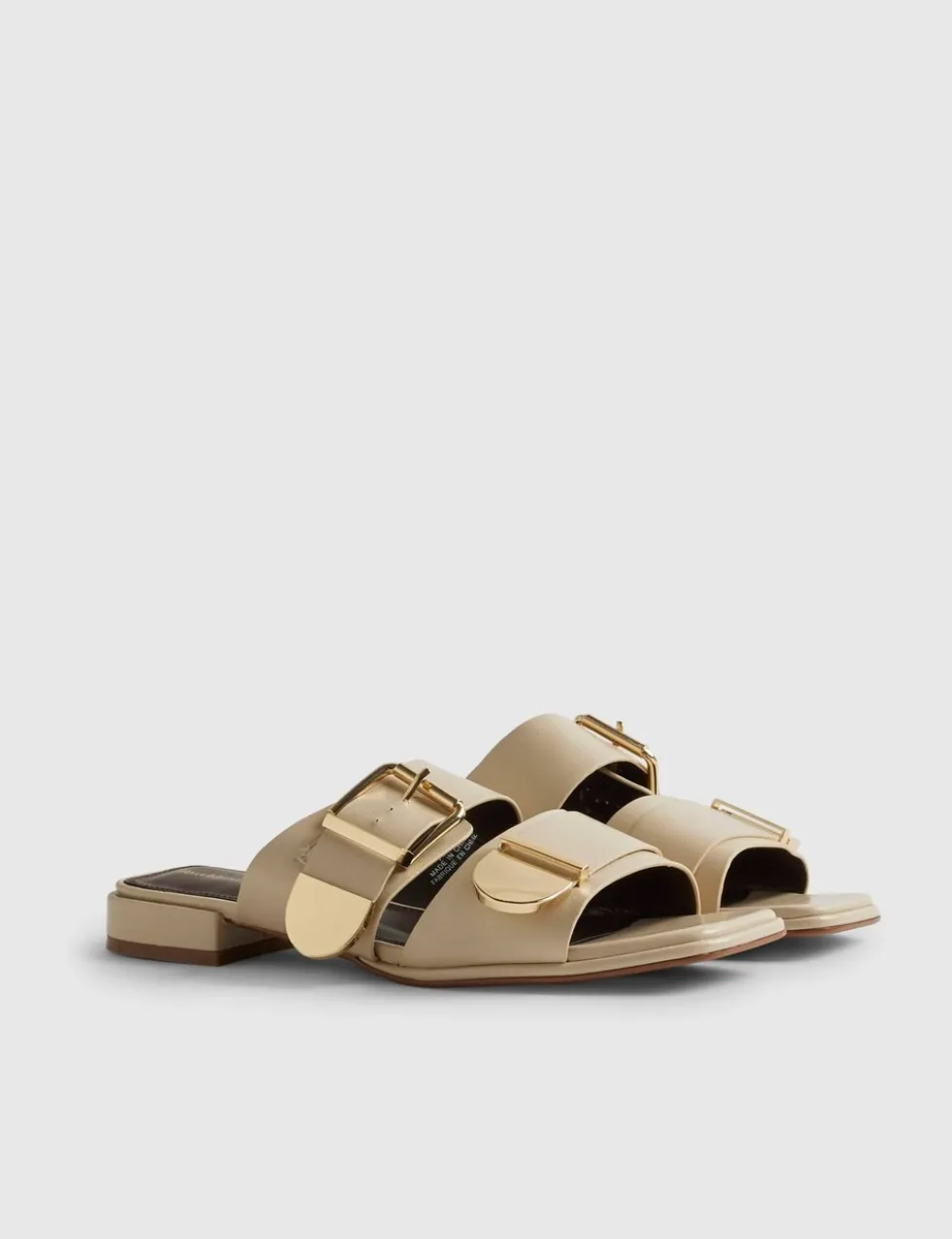 Double Buckle Flat Sandals