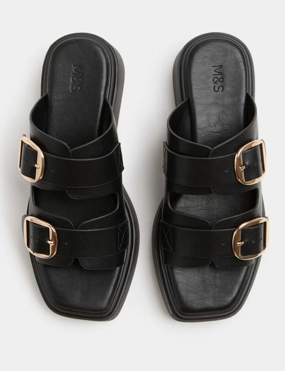 Double Buckle Flatform Mules