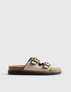 Double Buckle Strap Footbed Flat Sandals