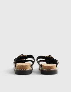 Double Buckle Strap Footbed Flat Sandals