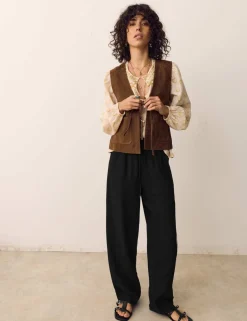 Double Cloth Drawstring Tapered Trousers
