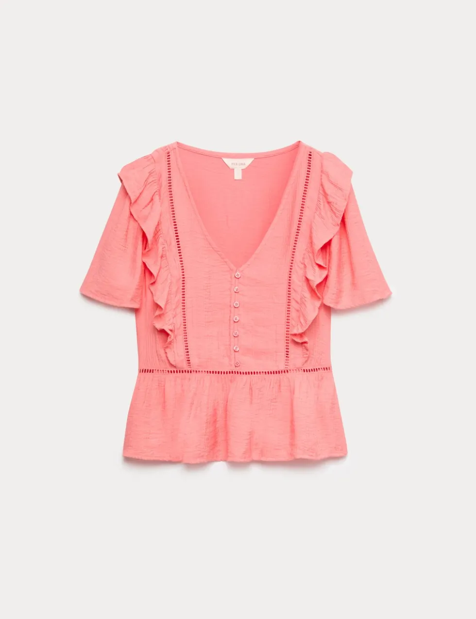 Double Cloth Floral Insert Ruffle Blouse